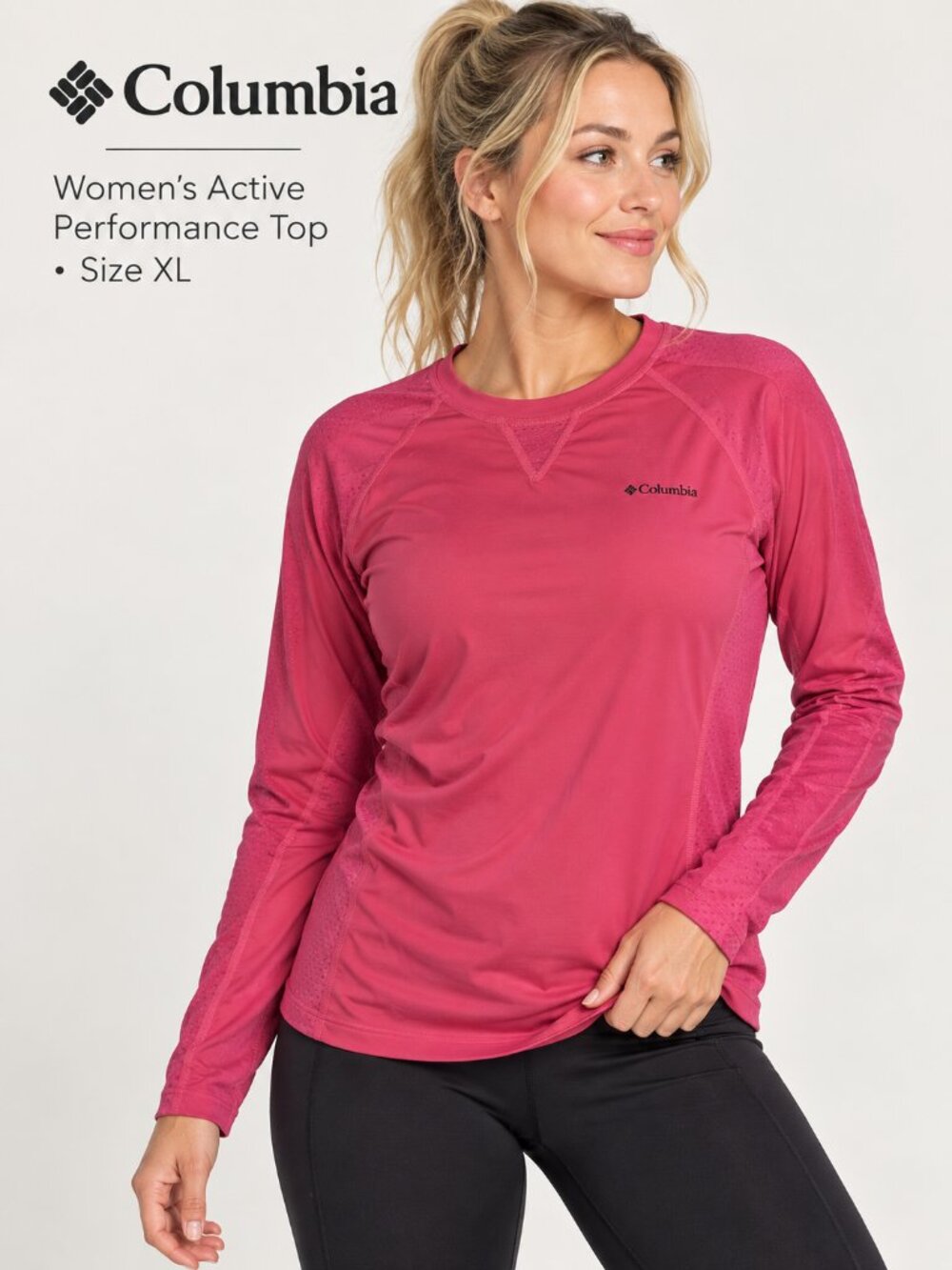 Columbia Women’s Active Knit Long-Sleeve Performance Top – Size XL – Pink